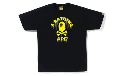 BAPE Drip Ape Crossbone College Tee Black Yellow