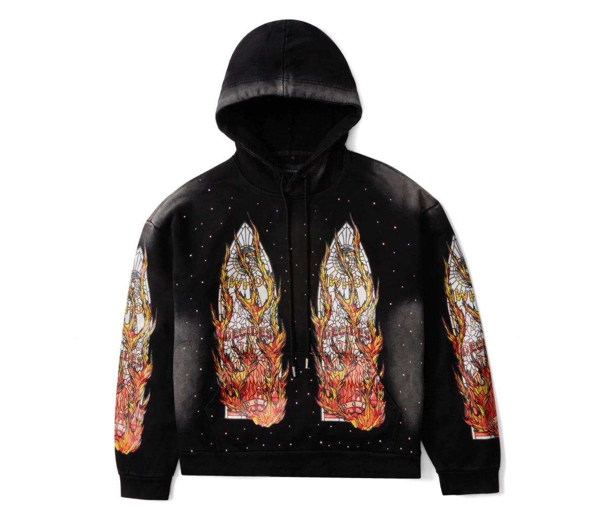 Who Decides War Flames Glass Cotton Hoodie