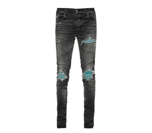 Amiri MX1 Storm Grey Teal Patch