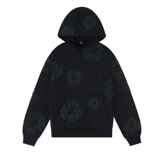 Denim Tears Cotton Wreath Monochrome Hoodie Black