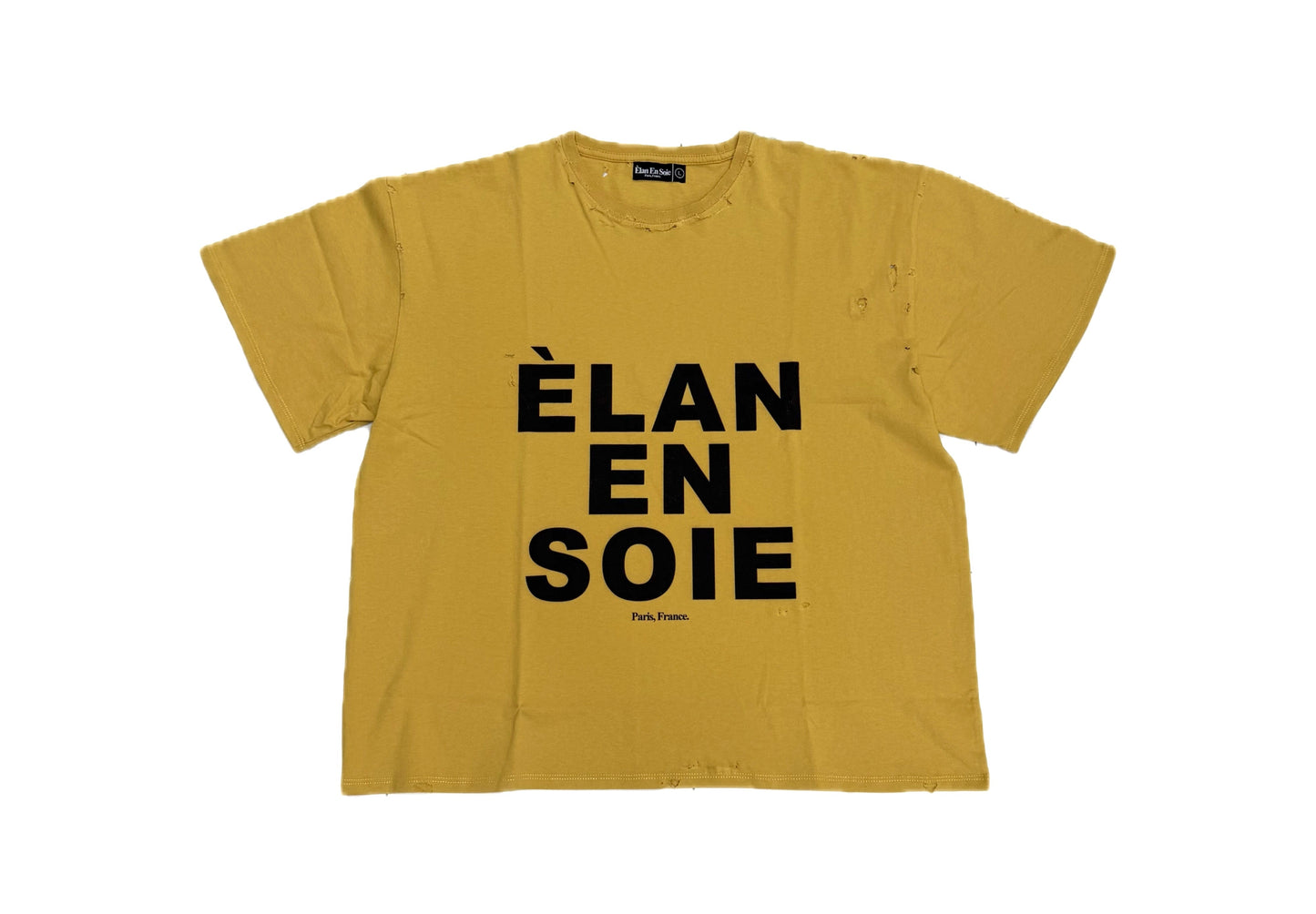 Elan En Soie Logo Distressed Tee Yellow