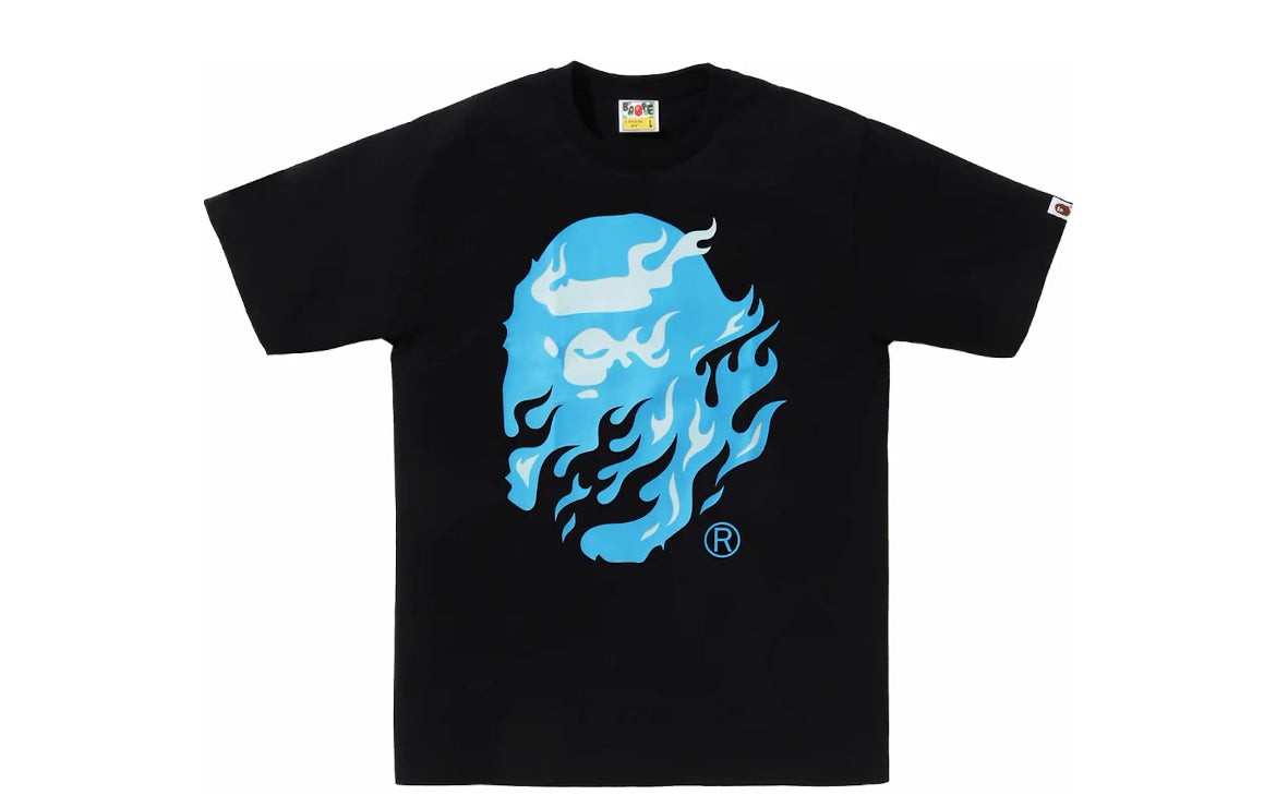 Bape Flame Ape Head Tee Black/Blue