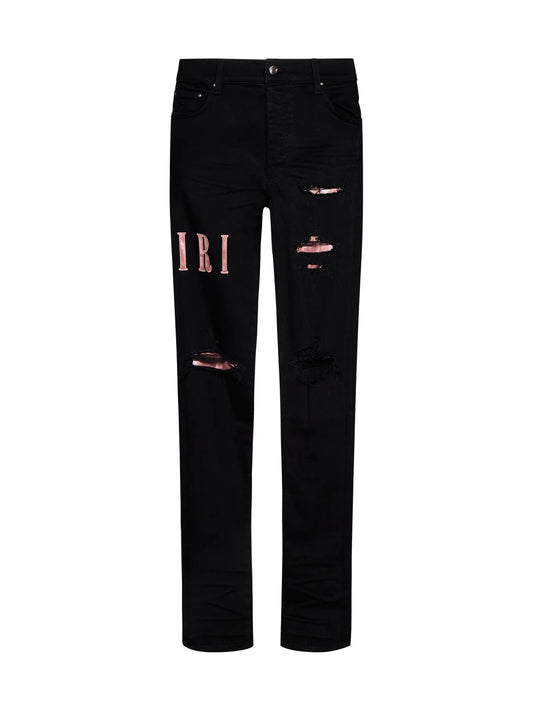Amiri Tie Dye Logo Jeans Black Rose