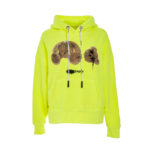 Palm Angels Sprayed PA Bear Hoodie Yellow Fluo