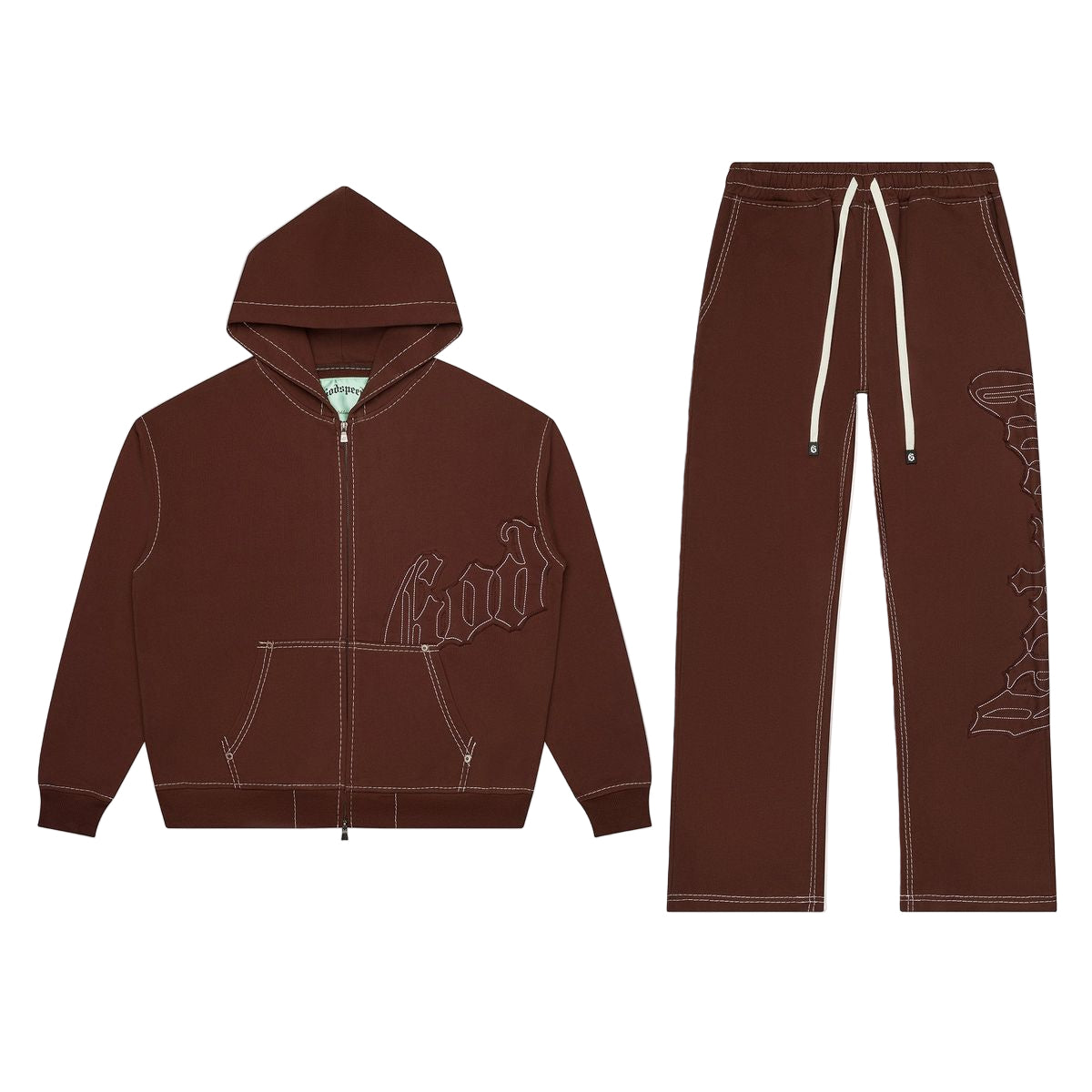 Godspeed OG Logo Sweatsuit Stitched Mocha Brown