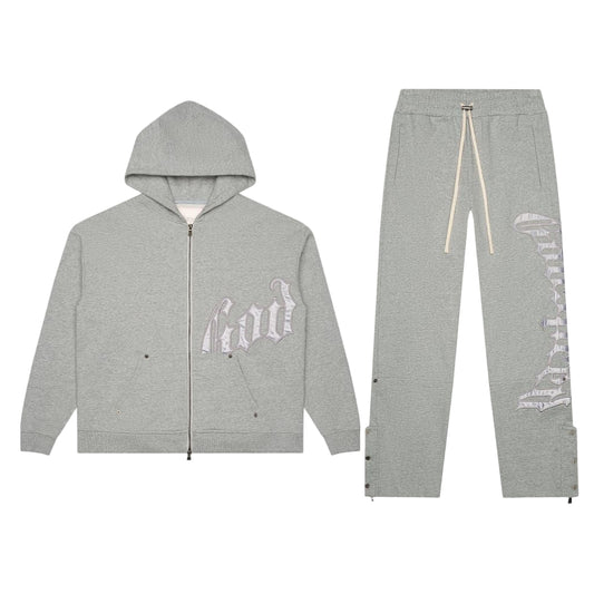 Godspeed OG Logo Sweatsuit V2 Grey / Silver Satin Boom (SET)