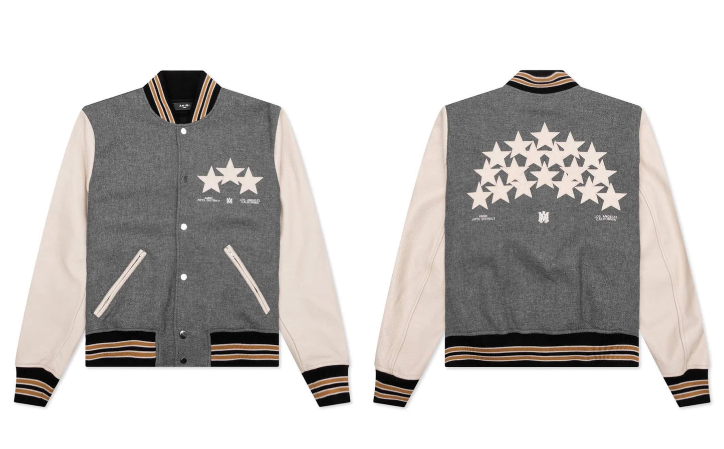 Amiri Oversized Stars Varsity Jacket Grey