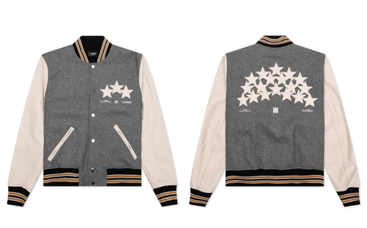 Amiri Oversized Stars Varsity Jacket Grey