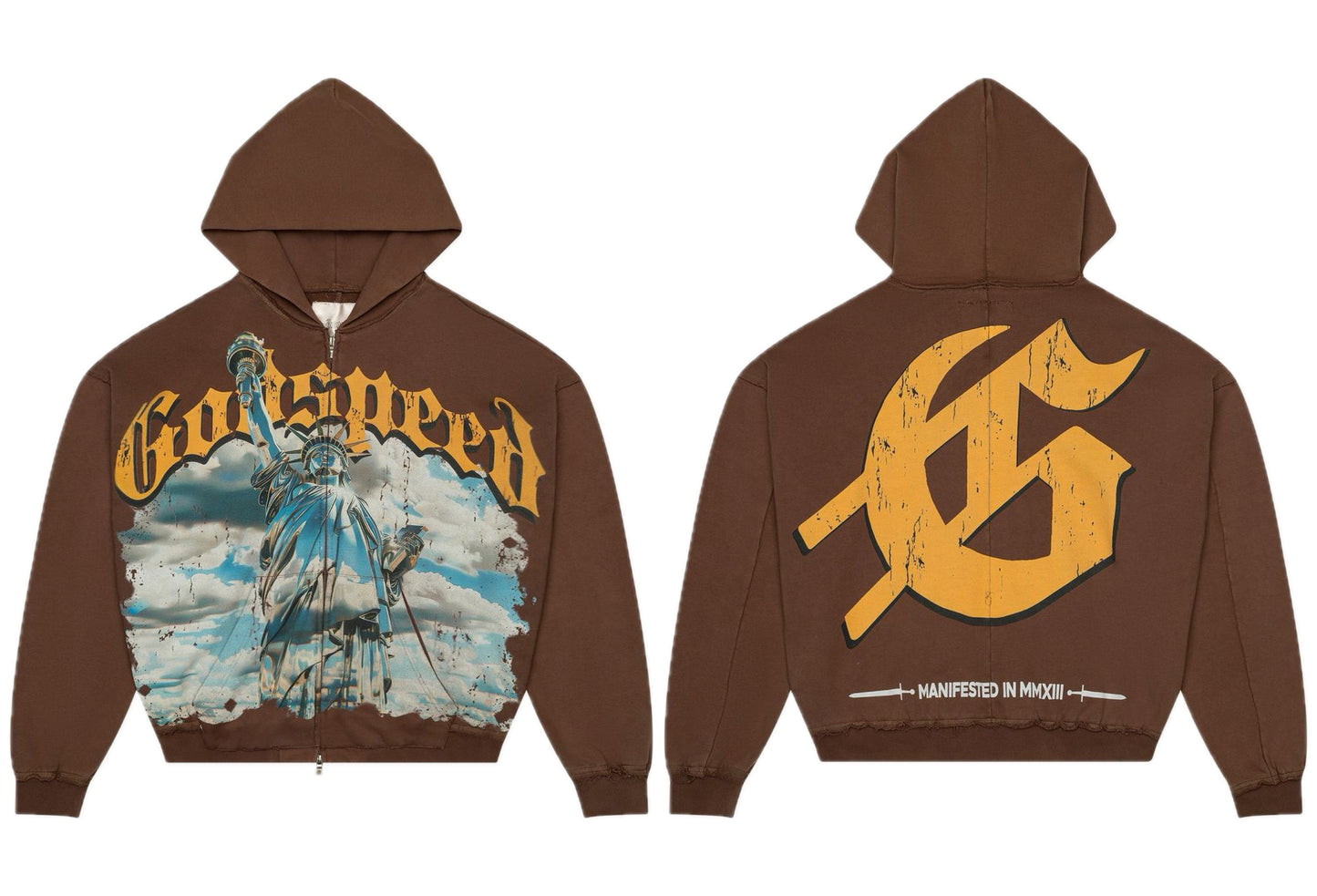 Godspeed Chrome Liberty Zip Hoodie V2 Brown Wash BOOM