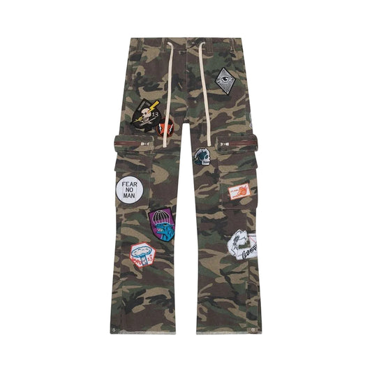 Godspeed Patchwork Flared Cargo Pants Camo