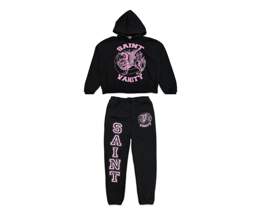 Saint Vanity Griffin Sweatsuit Black / Pink