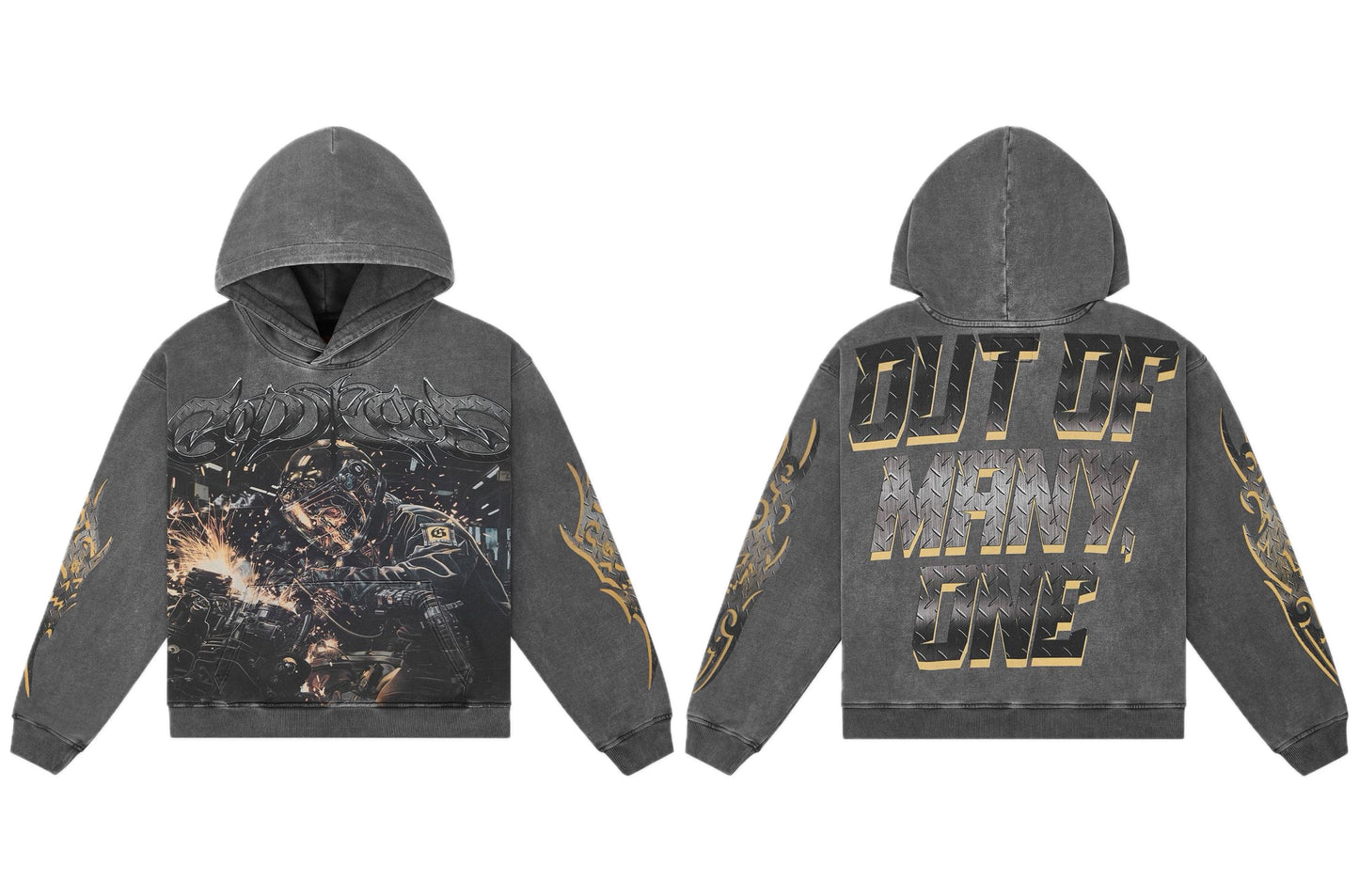 Godspeed Steel Sharpens Steel Hoodie Grey Wash