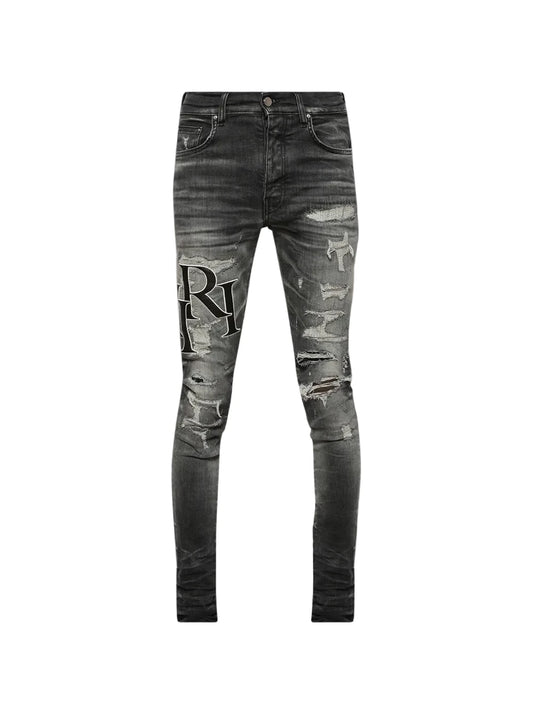 Amiri Staggered Logo Jean Storm Grey