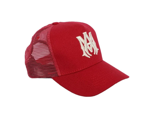 Amiri MA Logo Trucker Hat Red / White