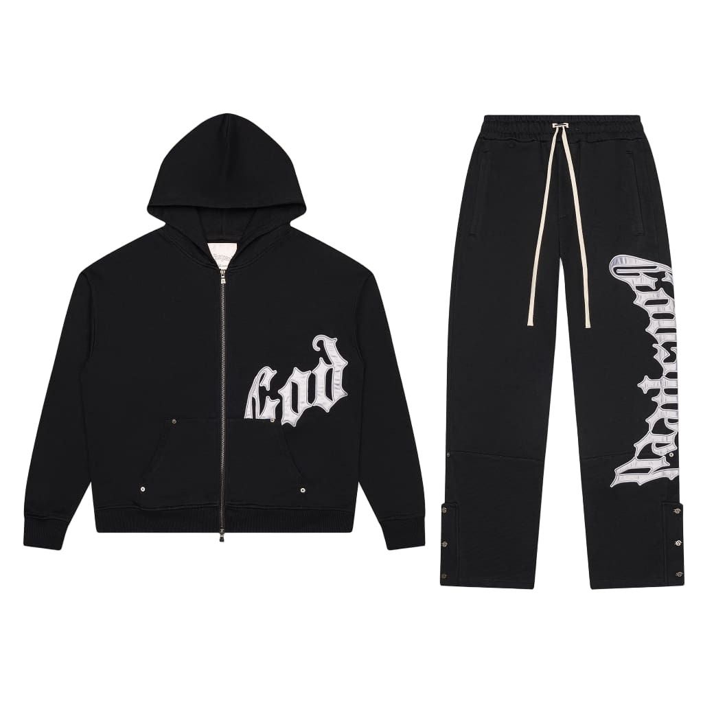 Godspeed OG Logo SweatSuit V2 Black / Silver Satin Boom