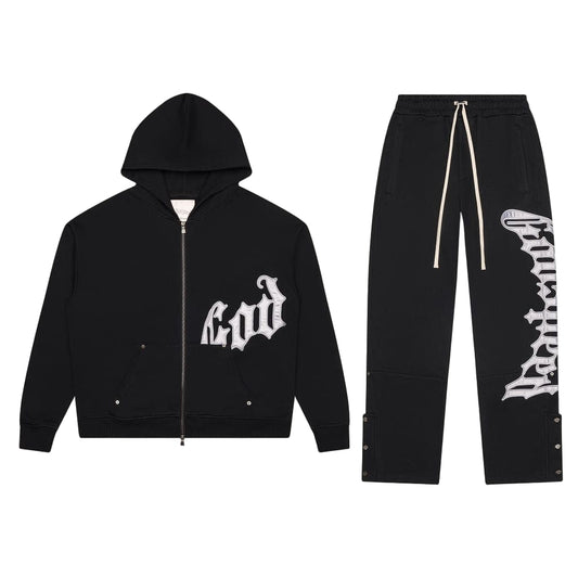 Godspeed OG Logo SweatSuit V2 Black / Silver Satin Boom