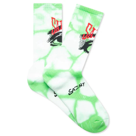 Saint Michael Eyes Socks Tie Dye Green