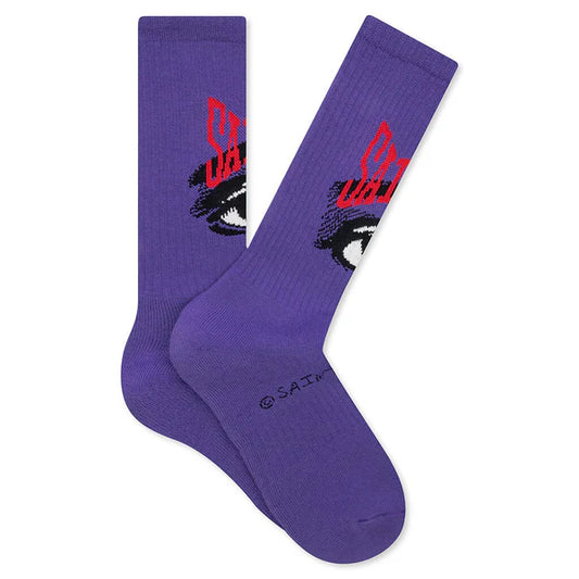 Saint Michael Eye Socks Purple