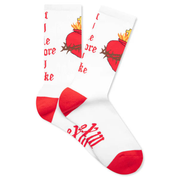 Saint Michael Heart Socks White