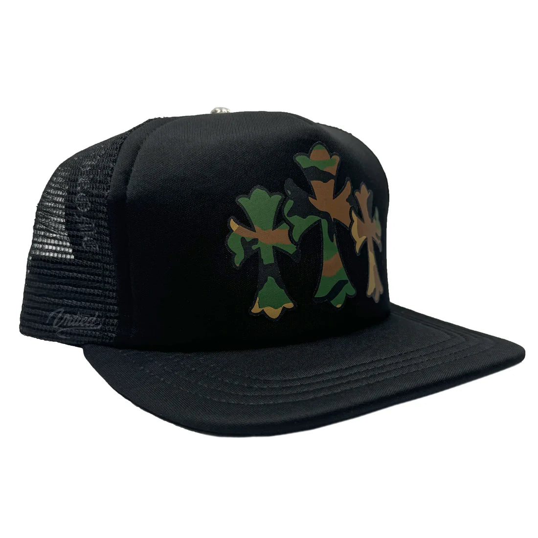 Chrome Hearts Camo Cemetery Cross Trucker Hat