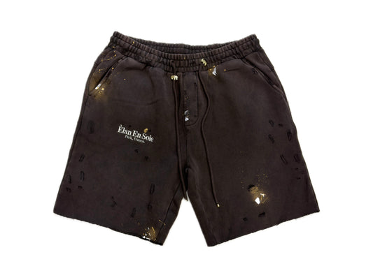 Elan En Soie Home Paint Splatter Shorts Brown