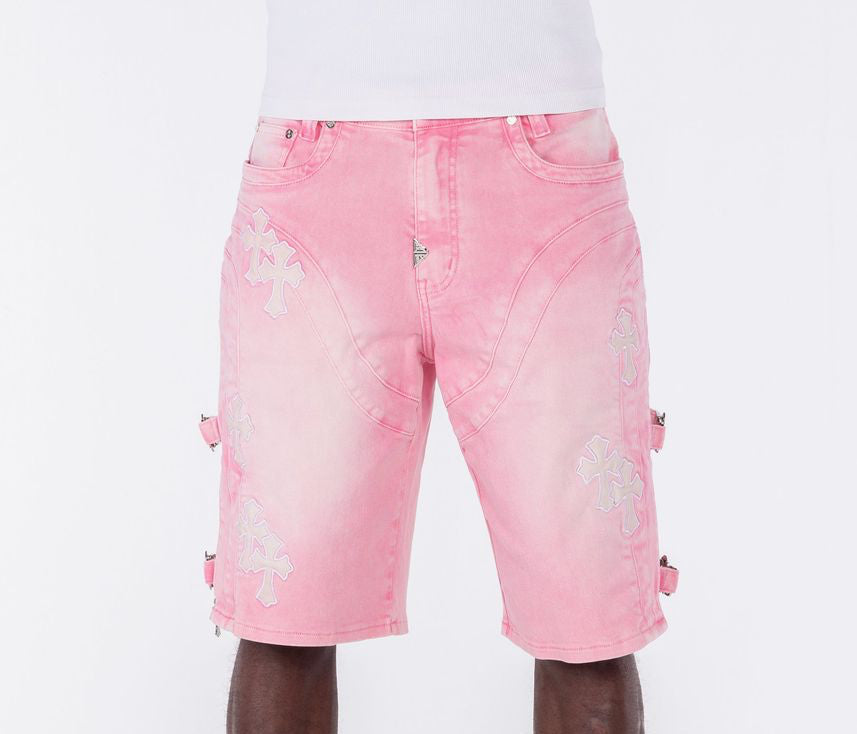 Guapi French Rose Cross Buckle Shorts