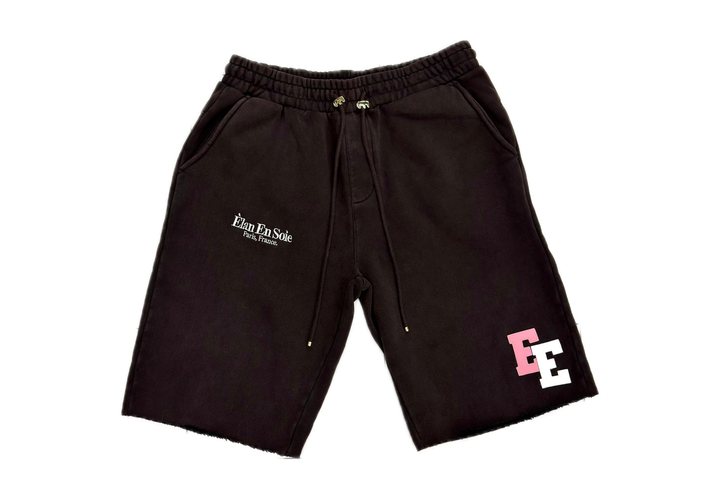 Elan En Soie 1:1 Leather Patch Sweatshorts Brown / Pink / White