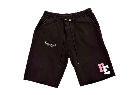 Elan En Soie 1:1 Leather Patch Sweatshorts Brown / Pink / White