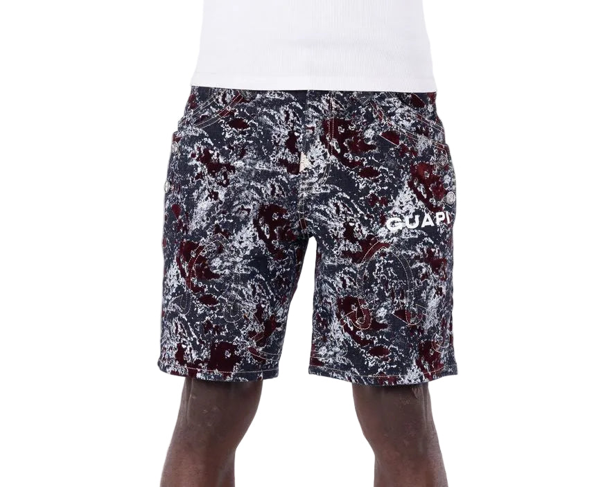 Guapi Wine Red Laser Velvet Shorts