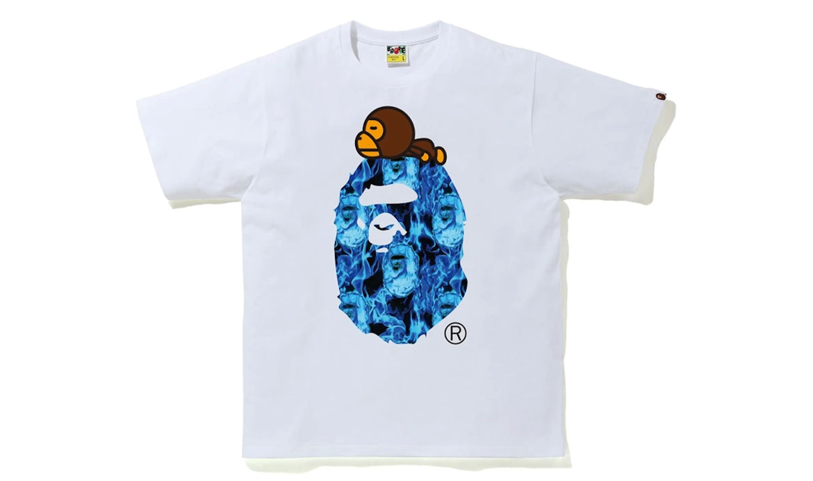 BAPE Flame Milo On Big Ape T-shirt White/Blue