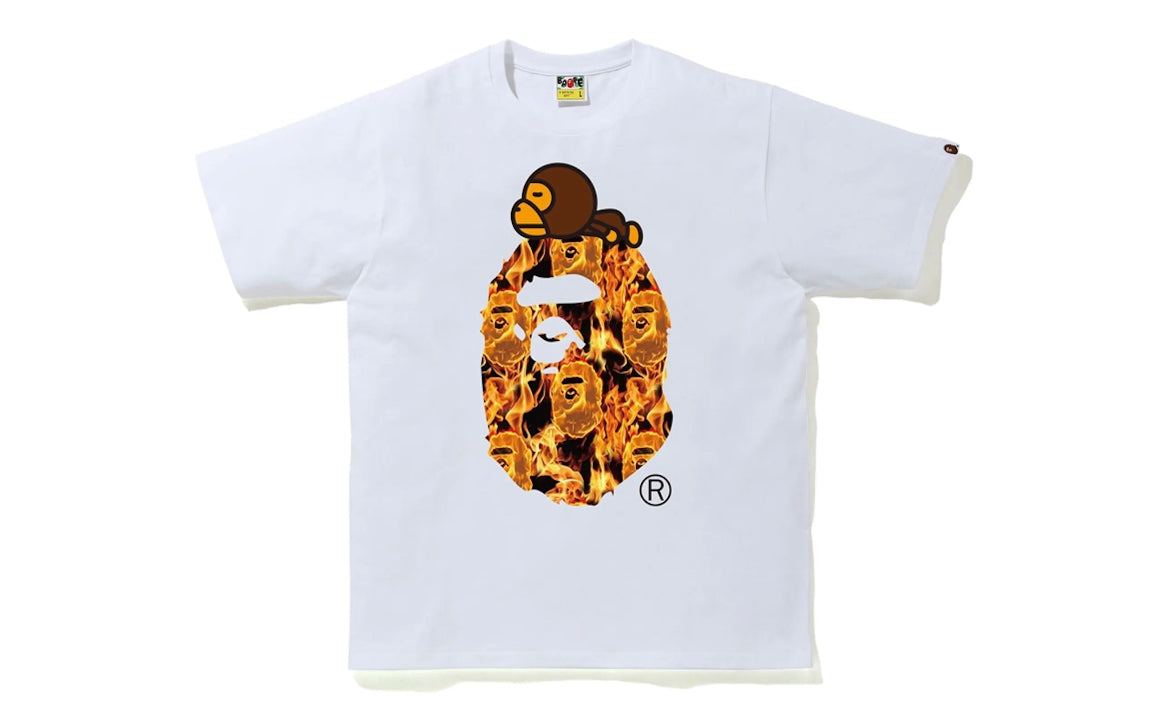 BAPE Flame Milo On Big Ape T-shirt White/Orange