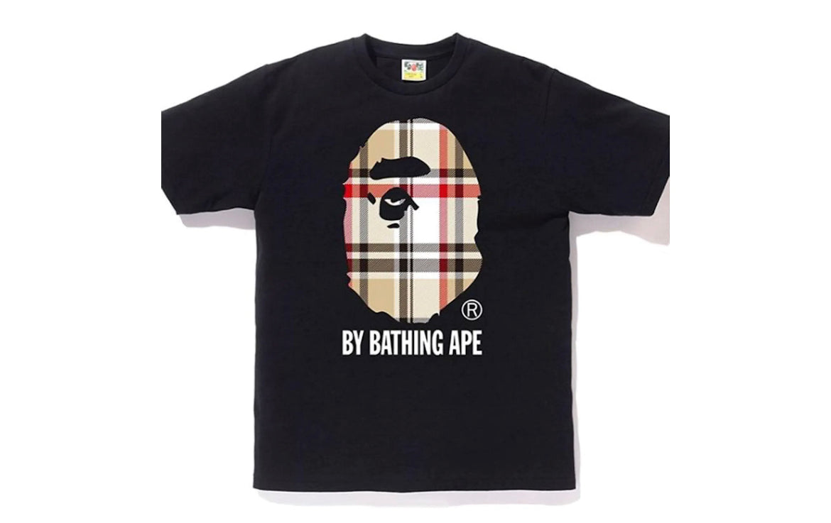 BAPE A Bathing Ape Burberry Check by Bathing Tee Black/Beige