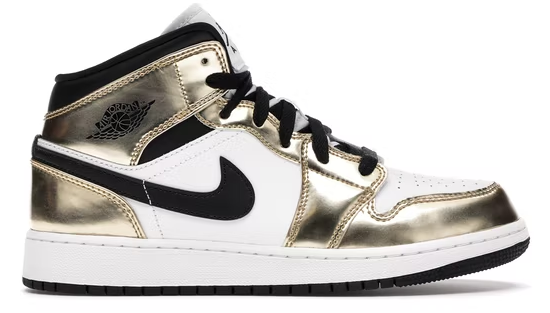 Jordan 1 Mid Metallic Gold Black White (GS)