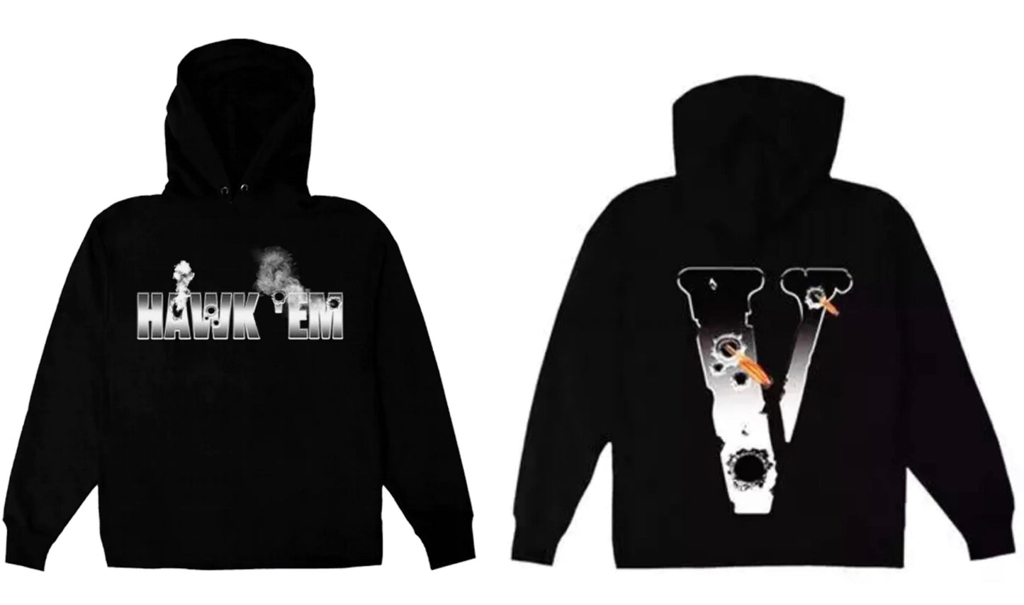 Vlone x Pop Smoke Hawk Em Black Hoodie