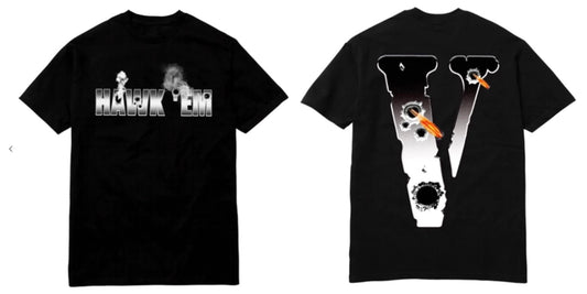 Vlone Pop Smoke x Hawk Em' Tee Black